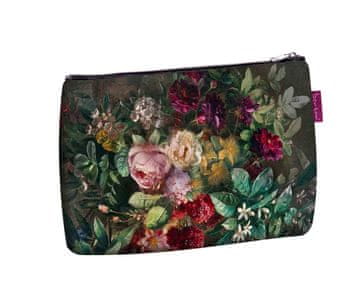 Bertoni Elegantna samostojna kozmetična torbica, potisk šopka 14×21 cm - potovalna, vodoodporna, kompaktna | Bertoni