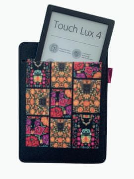 Bertoni Arco Design 6-7" etui za e-knjige - EcoFilc, potisk Fridinih rož, siv, primeren za Kindle / PocketBook