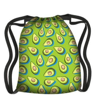 shumee Nahrbtnik Arco Design, vodoodporen, lahek, črn, potisk avokado zelene barve, urban, unisex, z vezalkami, 47x39 cm