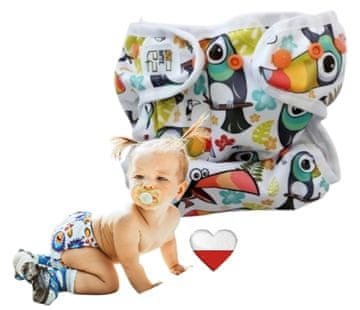 shumee Plenice za večkratno uporabo PUL TOUCAN SUITABLE bele zaponke NappiMe plenice