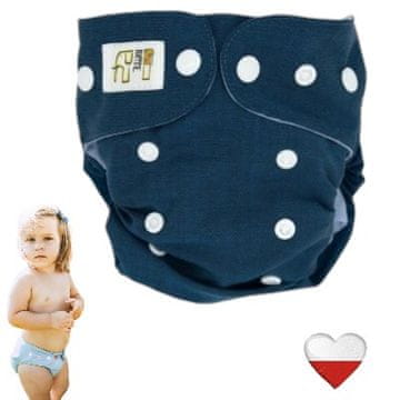 shumee Volnena plenica TEMNO MODRA PREVLEKA BELI KOPČKI NappiMe plenice za večkratno uporabo