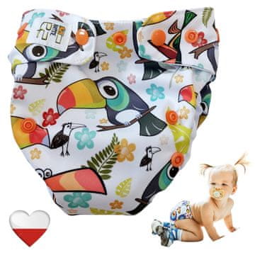 shumee Plenice za večkratno uporabo POCKET MIKROFLIS TOUCAN oranžne zaponke NappiMe plenice