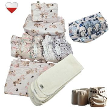 shumee Komplet plenic za večkratno uporabo BUNNIES mikroflis plenice NappiMe