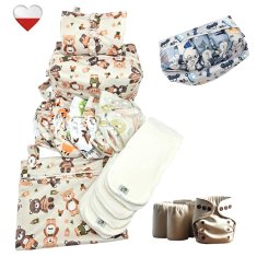 shumee Komplet plenic za večkratno uporabo GREEN BEARS bambusove plenice NappiMe