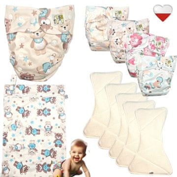 shumee Komplet 5 plenic za večkratno uporabo Coolmax AIO z vrečko - Mint Bears