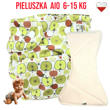 shumee NappiMe AIO žep za večkratno uporabo iz bambusa, jabolka