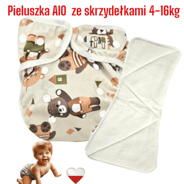 shumee NappiMe AIO plenice za večkratno uporabo Coolmax Pocket s krili GREEN BEARS