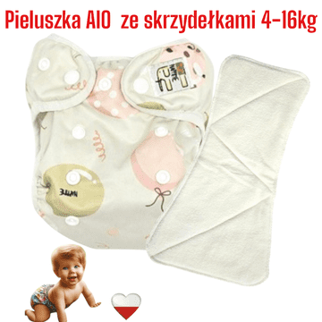 shumee NappiMe AIO plenice za večkratno uporabo Coolmax žep s krili ZELENI BALONI