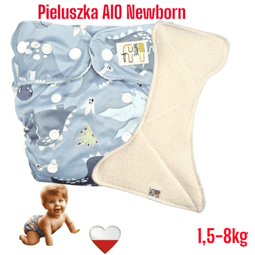shumee Žep za plenice AIO NEWBORN za večkratno uporabo iz mikroflisa DINO
