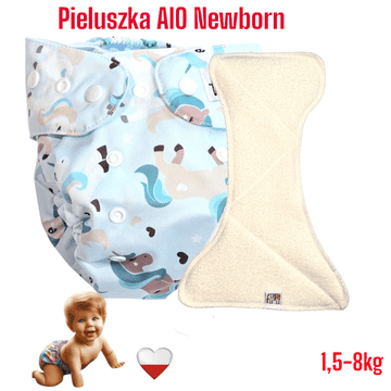 shumee Žep za plenice AIO NEWBORN za večkratno uporabo iz mikroflisa MINT UNICORN