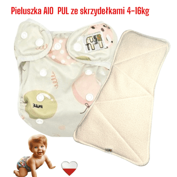 shumee NappiMe AIO PUL plenica za večkratno uporabo s krili ZELENI BALONI