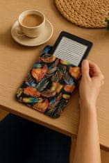Bertoni Arco Design 6-7" etui za e-knjige - EcoFilc, potisk perja, siv, primeren za Kindle / PocketBook