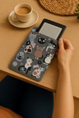 Bertoni Arco Design 6-7" etui za e-knjige - EcoFilc, potisk mačje mete, siv, primeren za Kindle / PocketBook