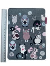Bertoni Arco Design 6-7" etui za e-knjige - EcoFilc, potisk mačje mete, siv, primeren za Kindle / PocketBook