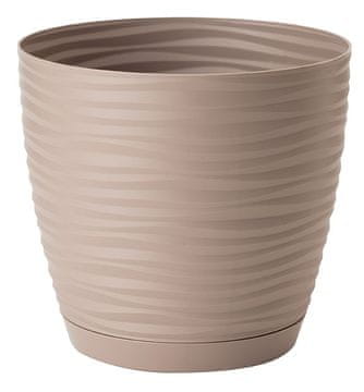 Form-Plastic Cvetlični lonček Sahara Petit 17 s krožnikom, bež, OBLIKA-PLASTIKA