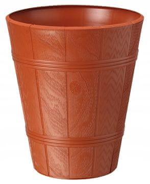 Form-Plastic Cvetlični lonček v obliki palme, imitacija lesa, 4 terakota, OBLIKA-PLASTIKA