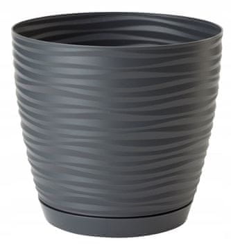 Form-Plastic Sahara Petit 19 antraciten cvetlični lonček s krožnikom FORM-PLASTIC