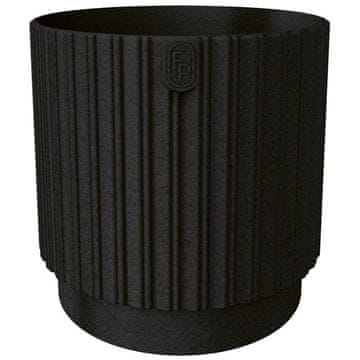 Form-Plastic Mika Cyli Petit Eco Wood 22 temno črn cvetlični lonček FORM-PLASTIC