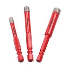 Kraft&Dele Komplet diamantnih luknjastih žag za kamenino, 3-delni, HEX 6, 8, 10 mm, KD12645