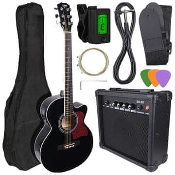 shumee V-TONE EAG SET BK elektroakustična kitara + komplet kitarskega ojačevalca ČRNE barve