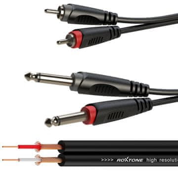 shumee Avdio kabel 2 x RCA / 2 x Jack 6,3 mm mono 3 m SMART Roxtone SACC150L3