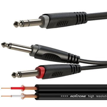 shumee Avdio kabel Jack 6,3 mm stereo / 2 x Jack 6,3 mm mono 1 m Roxtone SAYC100L1