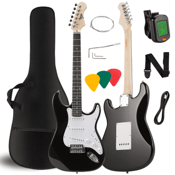 shumee V-TONE EG 39 BK 4/4 električna kitara stratocaster 39" SSS kovček, trak, kabel jack-jack, uglaševalec, trzalice, strune, tremolo, ročica, komplet imbus ključev