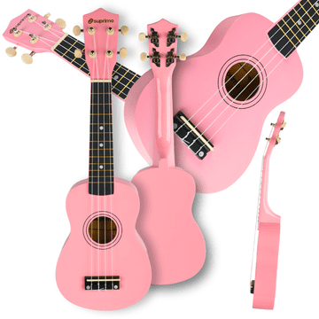 shumee SUPRIMO UK21 PK sopranska ukulele 21" roza lesena za otroke za učenje igranja