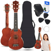 SUPRIMO UK21 SET DW sopranska ukulele 21" temen lesen kovček 3 trzalice rezervne strune uglaševalec učilni komplet za otroke