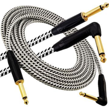 shumee Redov kabel za glasbene instrumente - Jack 6,3 mm / Jack 6,3 mm kotni - FOP pleteni kabel - GCF1230BW - 3 m