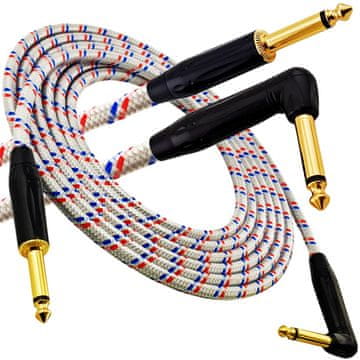 shumee Redov kabel za glasbene instrumente - Jack 6,3 mm / Jack 6,3 mm kotni - FOP pleteni kabel - GCF1230BRW - 3 m