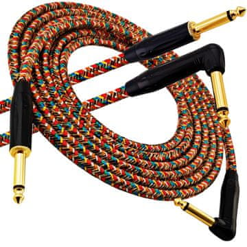 shumee Redov kabel za glasbene instrumente - Jack 6,3 mm / Jack 6,3 mm kotni - FOP pleteni kabel - GCF1230RA - 3 m