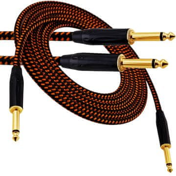 shumee Redov kabel za glasbene instrumente - Jack 6,3 mm / Jack 6,3 mm - pleten FOP kabel - GCF1130BO - 3 m