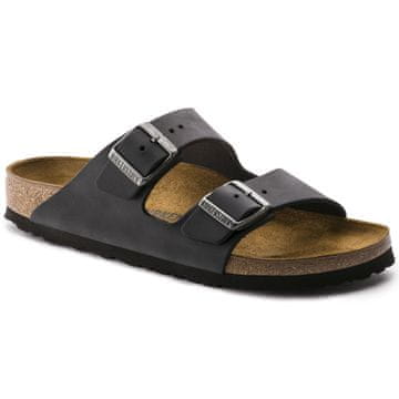 Birkenstock Birkenstock Arizona Oiled usnjeni unisex natikači črne barve, običajni, široki (0552111) 36.0