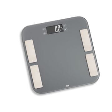 ADE ADE Malou kopalniška tehtnica z analizo telesa, do 180 kg, 33 x 33 cm, siva