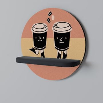 shumee Okrogla polica JOYFUL COFFEE črna