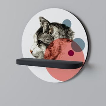 shumee BUBBLE CAT SKETCH okrogla polica črna
