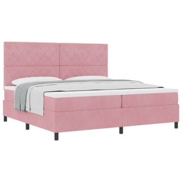 Vidaxl Postelja z vzmetnico z vzmetnico Roza 200 x 200 cm Žamet