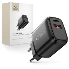 Tech-protect NCA65W GaN omrežni polnilnik USB / USB-C QC PD 65W, črn