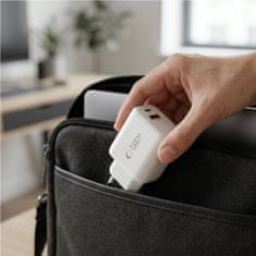 Tech-protect NCA65W GaN omrežni polnilnik USB / USB-C QC PD 65W, bel