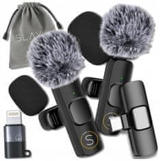 shumee 2x brezžični lavalier mikrofon za iPhone, telefon, računalnik, USB-C