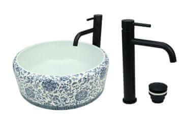 shumee GTM Design Aufsatzwaschbecken 40 cm Glanz Set mit Waschtischbatterie und Stopfen - Aufsatzwaschbecken Oval für Badezimmer - Modern Waschbecken ohne Hahnloch - Waschbecken mit Armature
