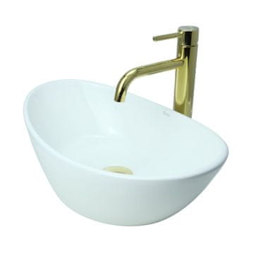 shumee GTM Design Aufsatzwaschbecken 55 cm - Glanz Modern Waschbecken ohne Hahnloch - Elegant Aufsatzwaschbecken Oval für Badezimmer und Gäste WC - nur Bad Waschbecken
