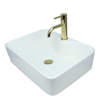 shumee GTM Design Aufsatzwaschbecken 41 cm - Glanz Modern Waschbecken ohne Hahnloch - Elegant Aufsatzwaschbecken Rechteckiges für Badezimmer und Gäste WC - nur Bad Waschbecken