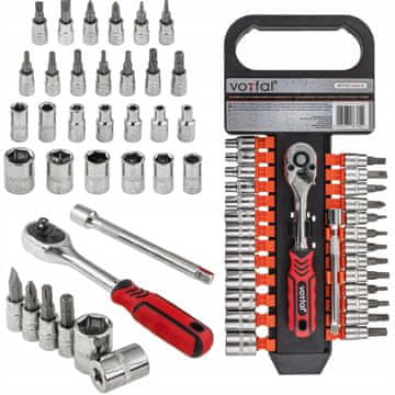 shumee Garnitura nasadnih ključev z ragljo 1/4 4-14 MM 28 EL PH1 PH2 T10-T30