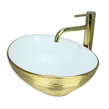 shumee GTM Design Aufsatzwaschbecken 41 cm - Glanz Modern Waschbecken ohne Hahnloch - Elegant Aufsatzwaschbecken Oval für Badezimmer und Gäste WC - nur Bad Waschbecken