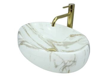 shumee GTM Design Aufsatzwaschbecken 48 cm - Glanz Modern Waschbecken ohne Hahnloch - Elegant Aufsatzwaschbecken Oval für Badezimmer und Gäste WC - nur Bad Waschbecken