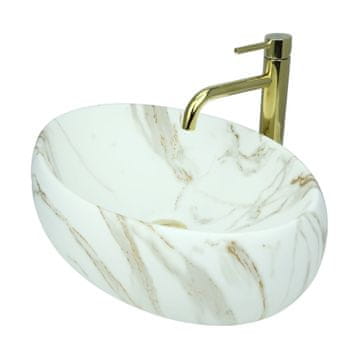 shumee GTM Design Aufsatzwaschbecken 48 cm - Matt Modern Waschbecken ohne Hahnloch - Elegant Aufsatzwaschbecken Oval für Badezimmer und Gäste WC - nur Bad Waschbecken