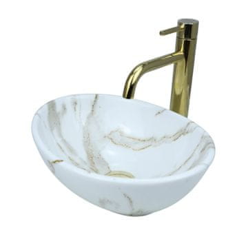 shumee GTM Design Aufsatzwaschbecken 34 cm - Glanz Modern Waschbecken ohne Hahnloch - Elegant Aufsatzwaschbecken Oval für Badezimmer und Gäste WC - nur Bad Waschbecken