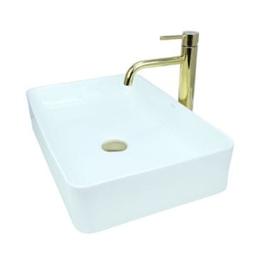 shumee GTM Design Aufsatzwaschbecken 51 cm - Glanz Modern Waschbecken ohne Hahnloch - Elegant Aufsatzwaschbecken Rechteckiges für Badezimmer und Gäste WC - nur Bad Waschbecken